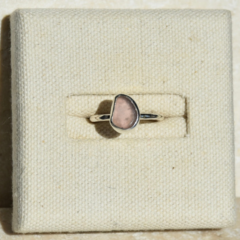 Rare Pink Sea Glass Ring | Size M