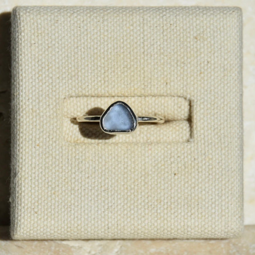 Denim Blue Sea Glass Ring | Size U