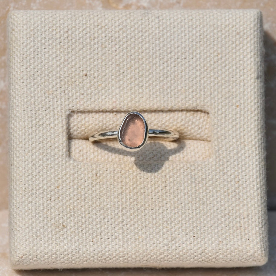 Rare Pink Sea Glass Ring | Size P