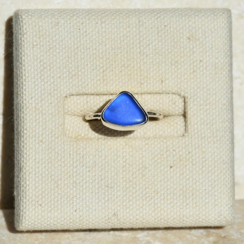 Cobalt Blue Sea Glass Ring | Size R