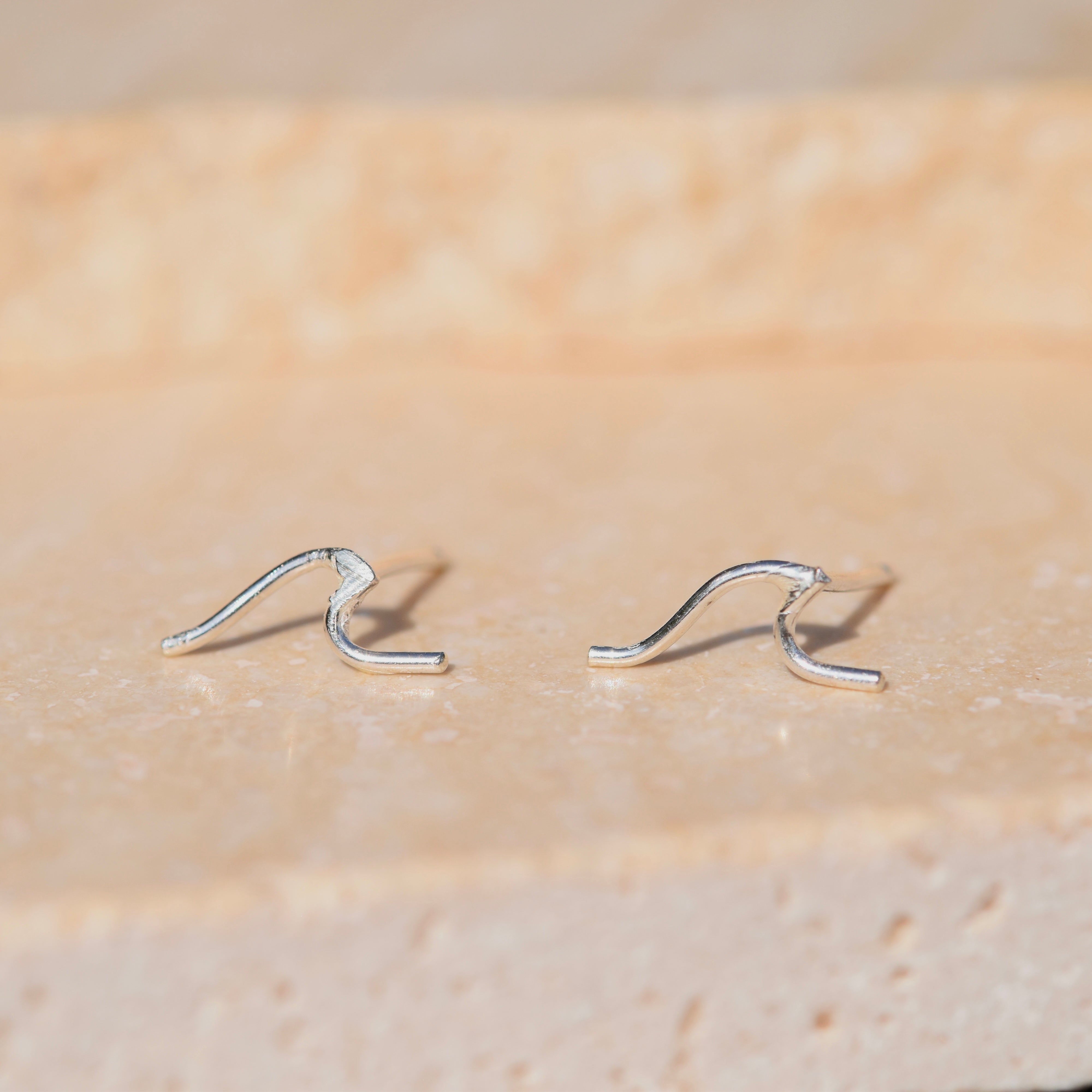 Sterling Silver Wave Studs
