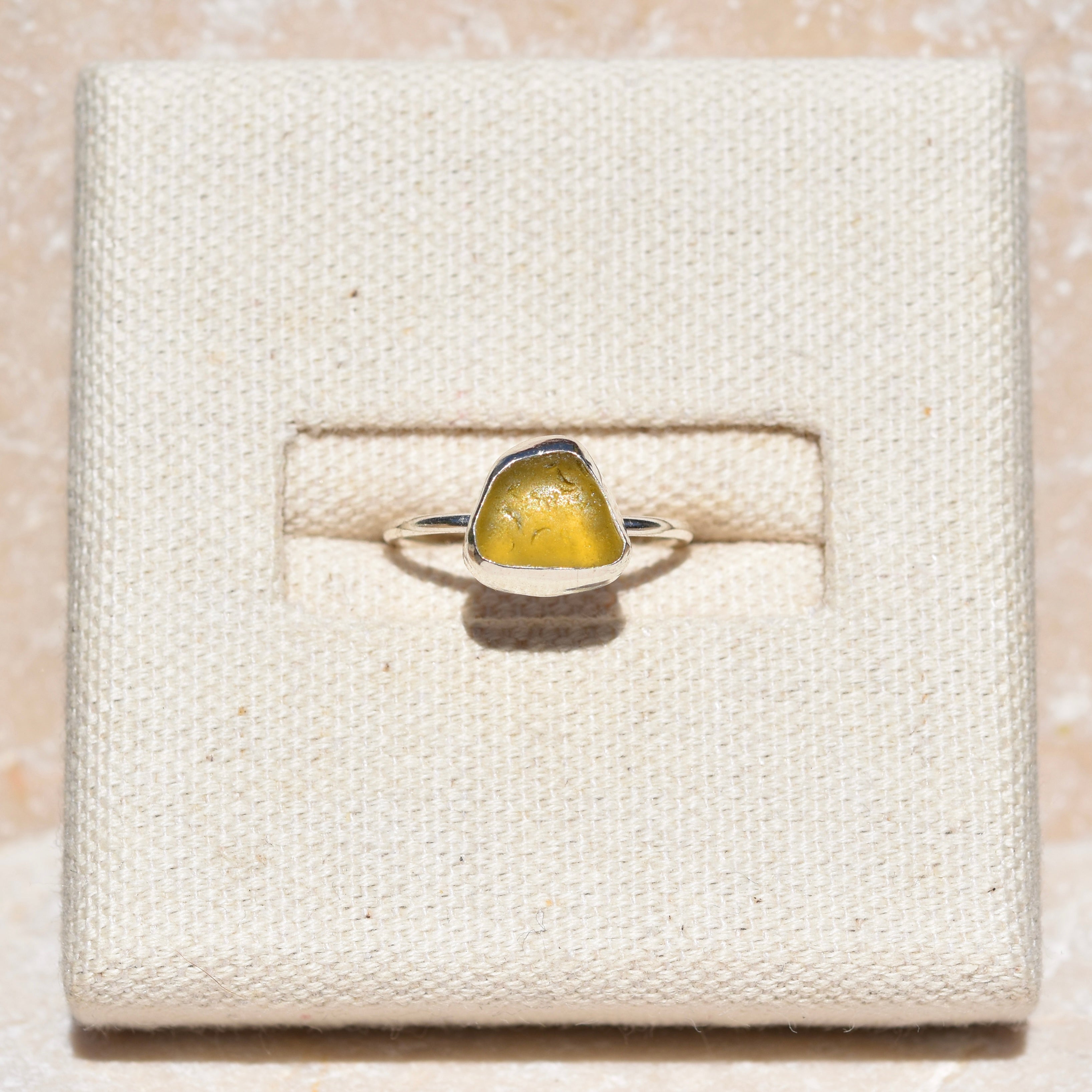 Yellow Sea Glass Ring | Size M