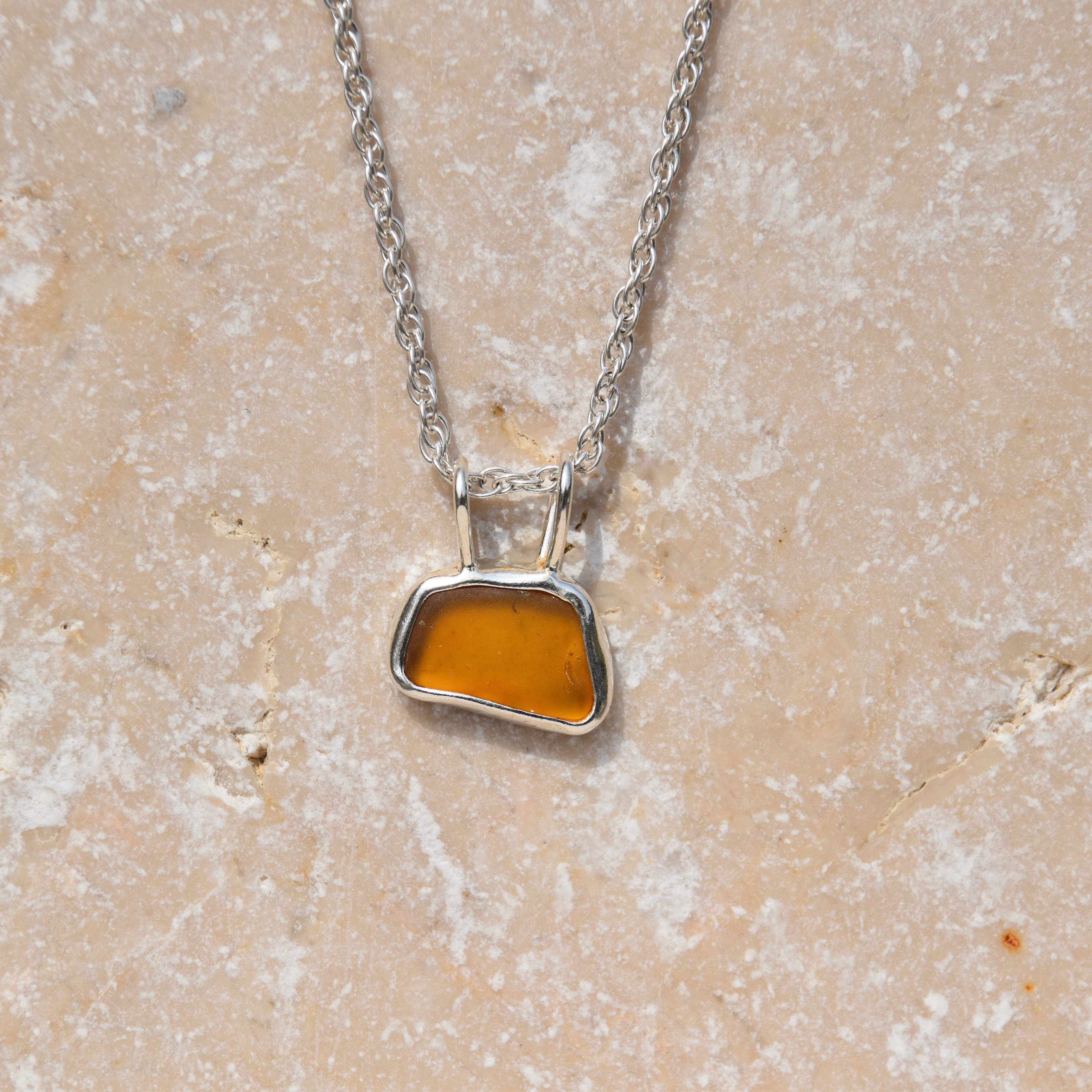 Amber Sea Glass Necklace