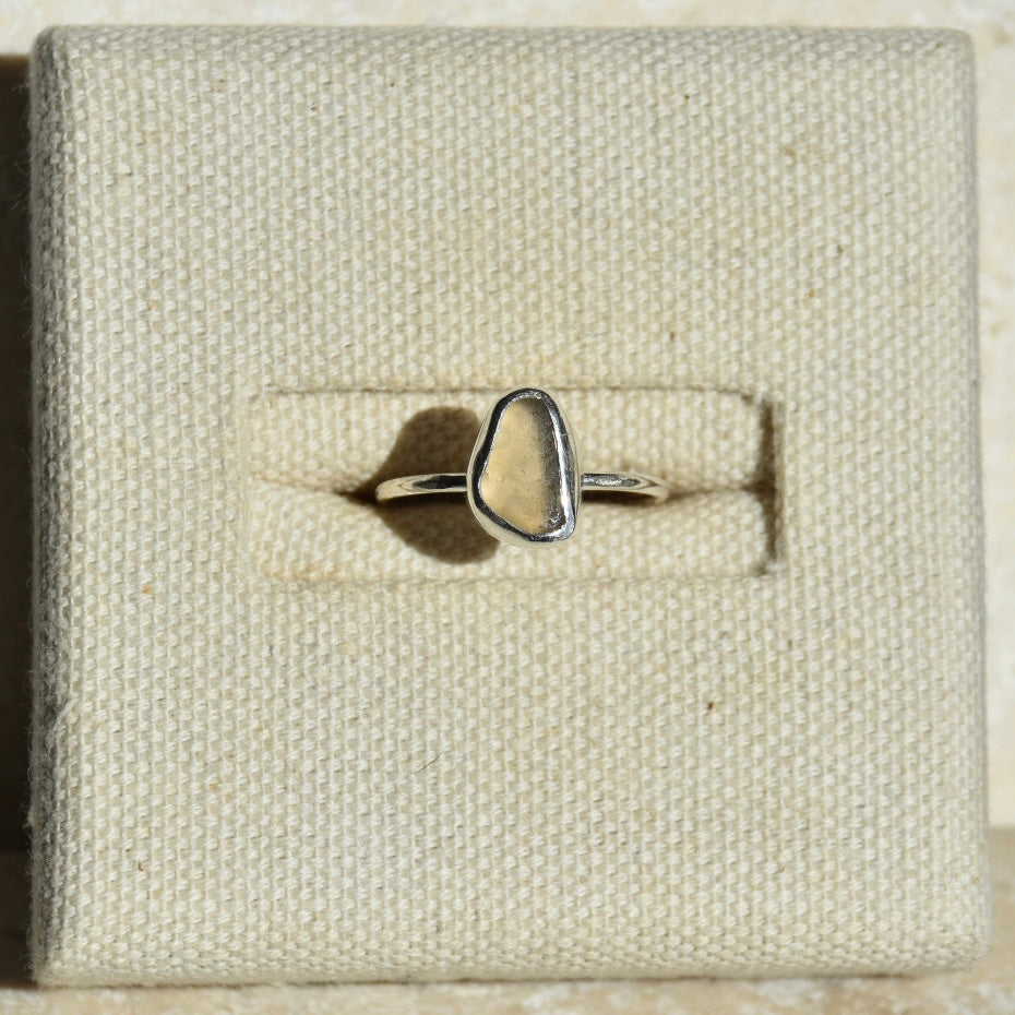 Very Pale Pink Sea Glass Ring | Size L