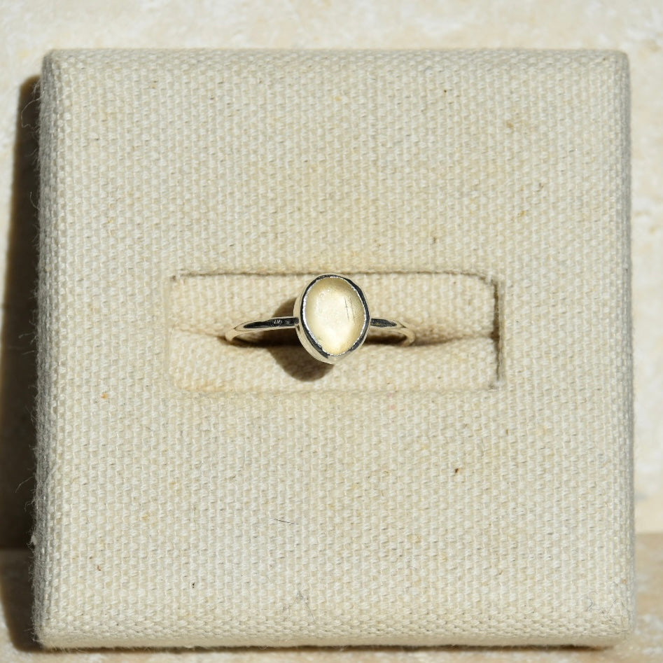 White Sea Glass Ring | Size N