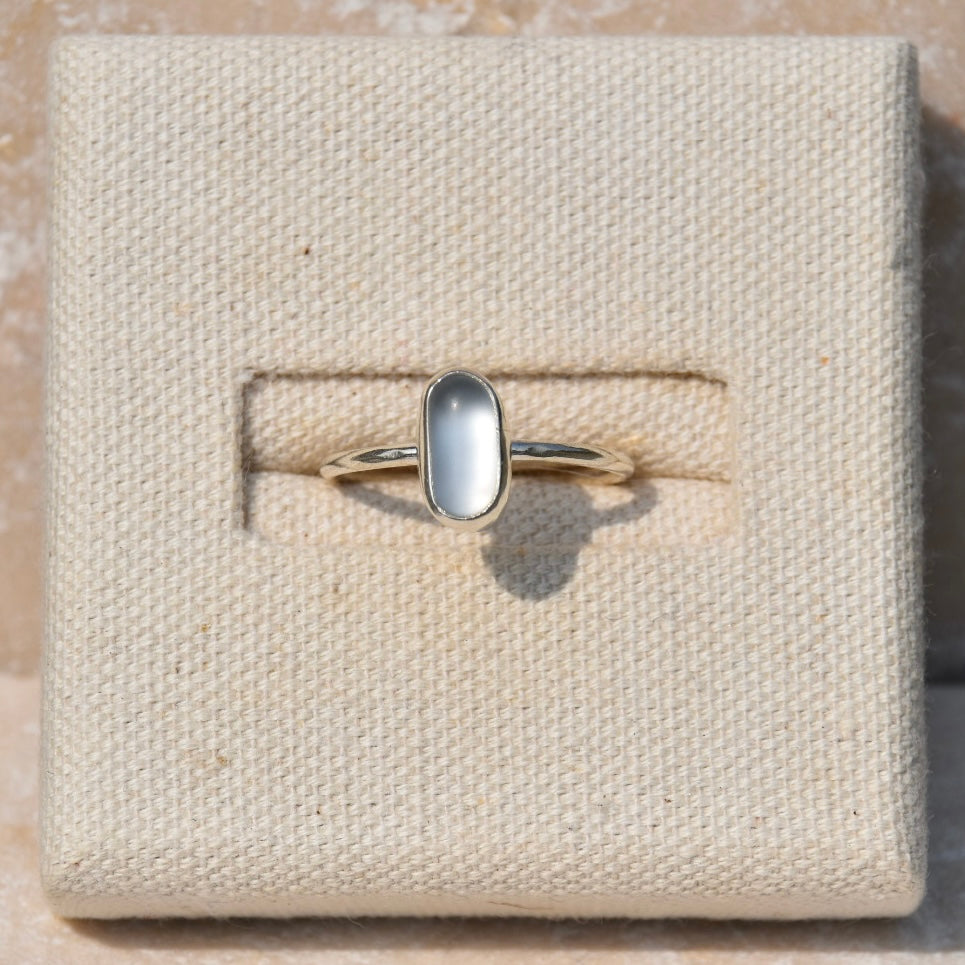 Ice Blue Sea Glass Ring | Size Q