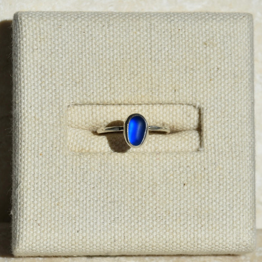Cobalt Blue Sea Glass Ring | Size L