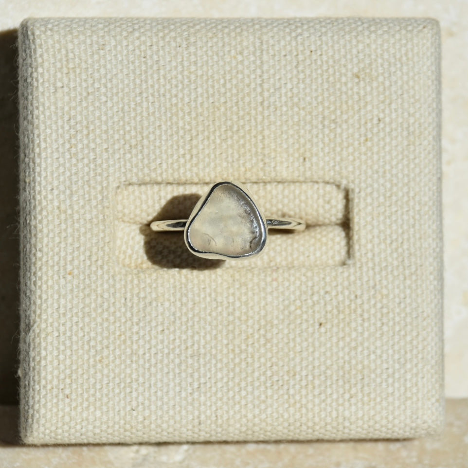 White Sea Glass Ring | Size S