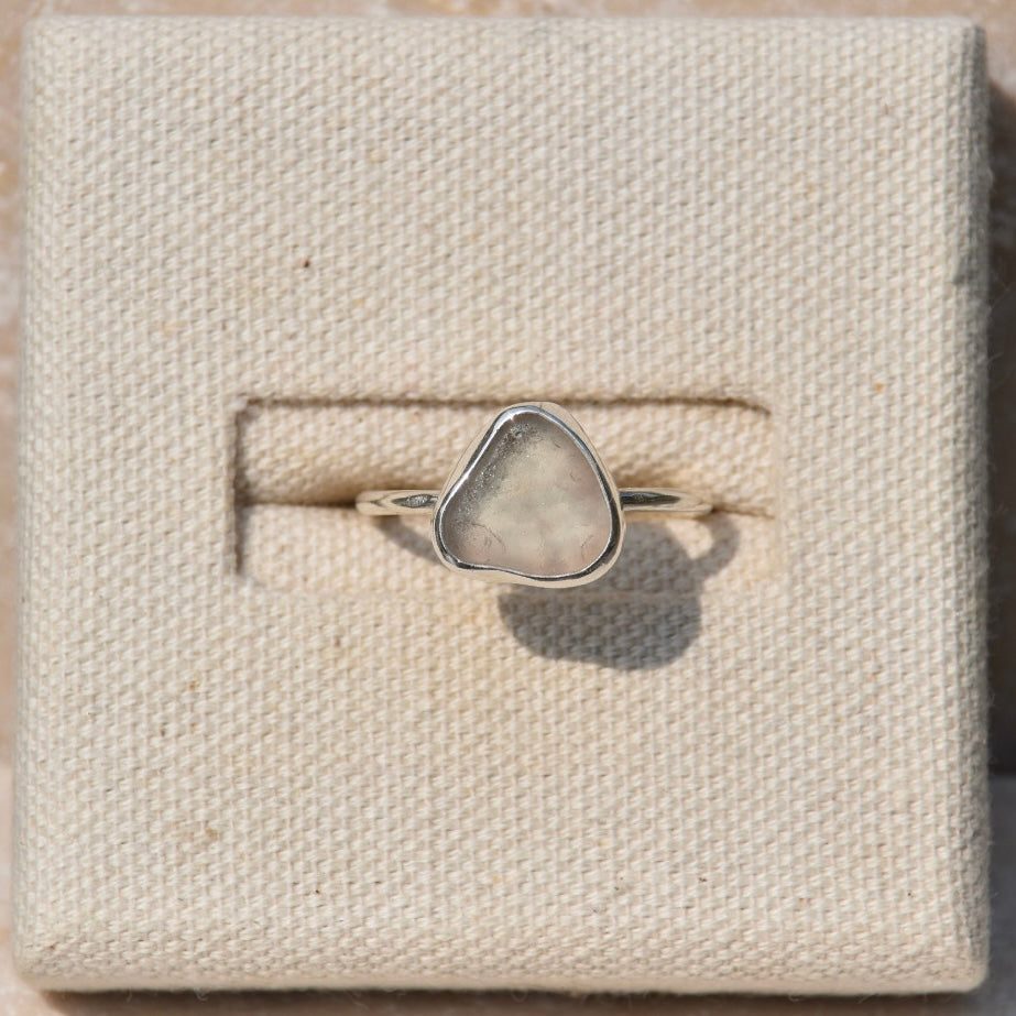 White Sea Glass Ring | Size S
