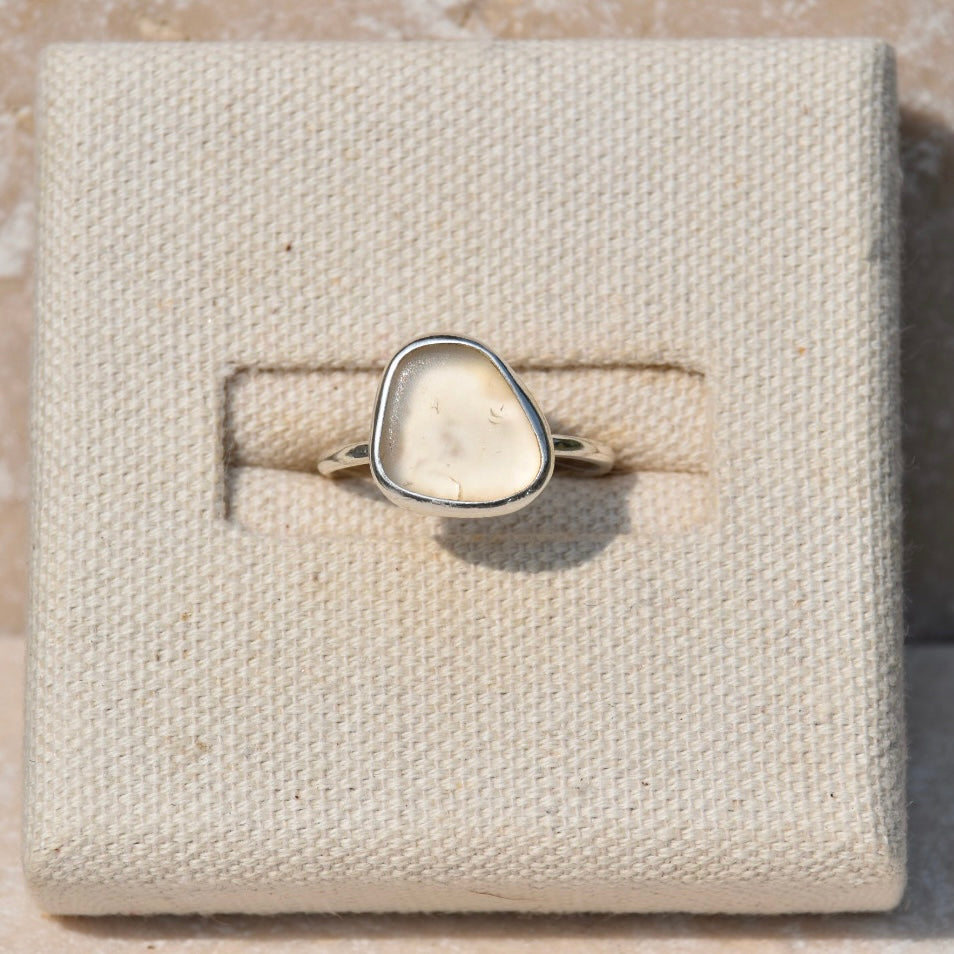 White Sea Glass Ring | Size O