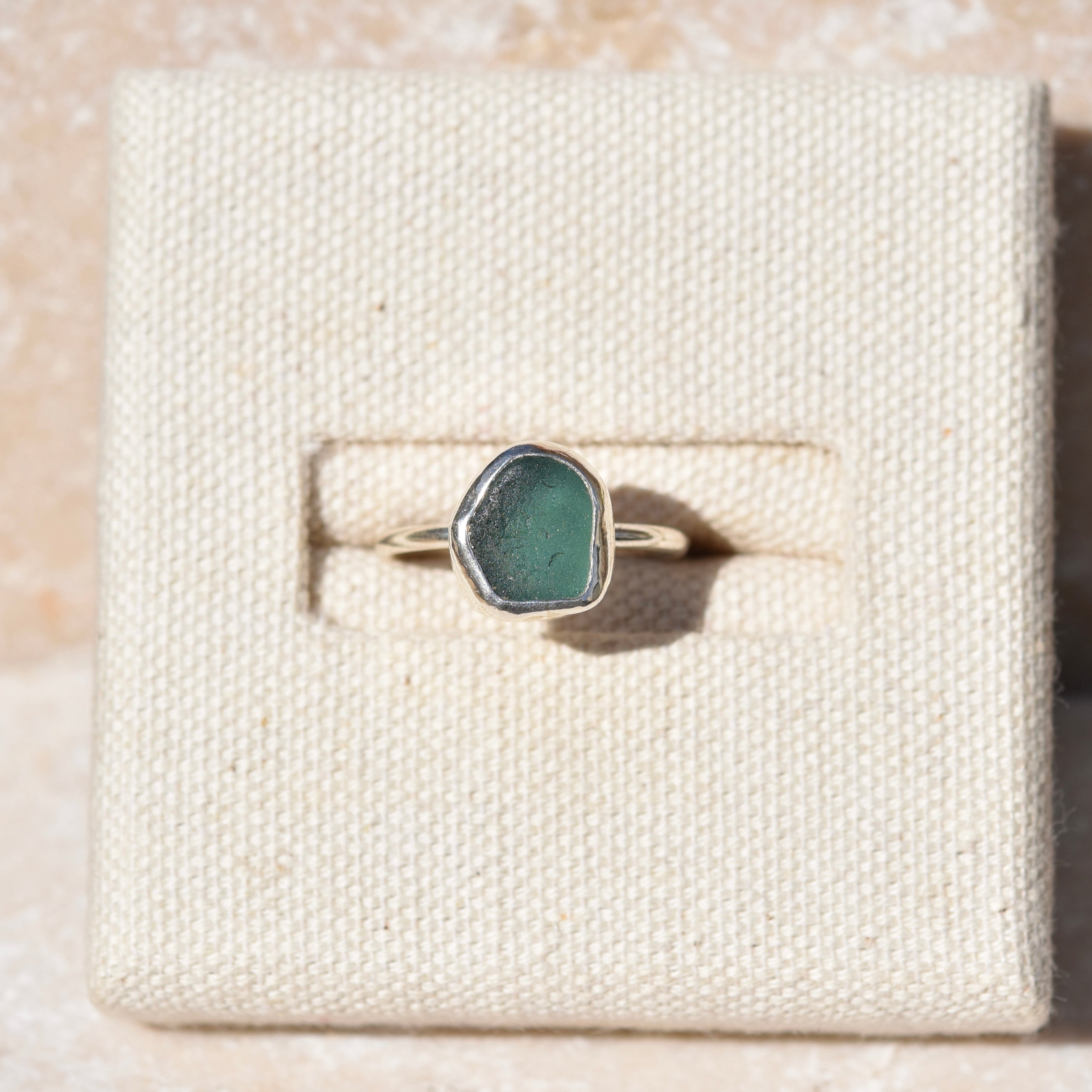 Teal Sea Glass Ring | Size M