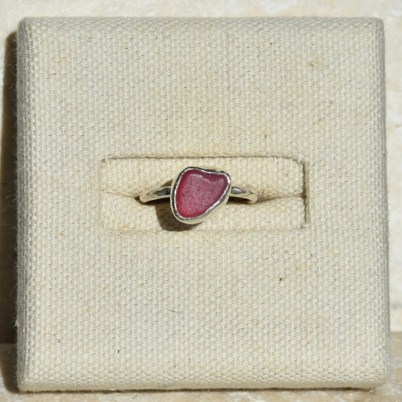 Rare Red Sea Glass Ring | Size K