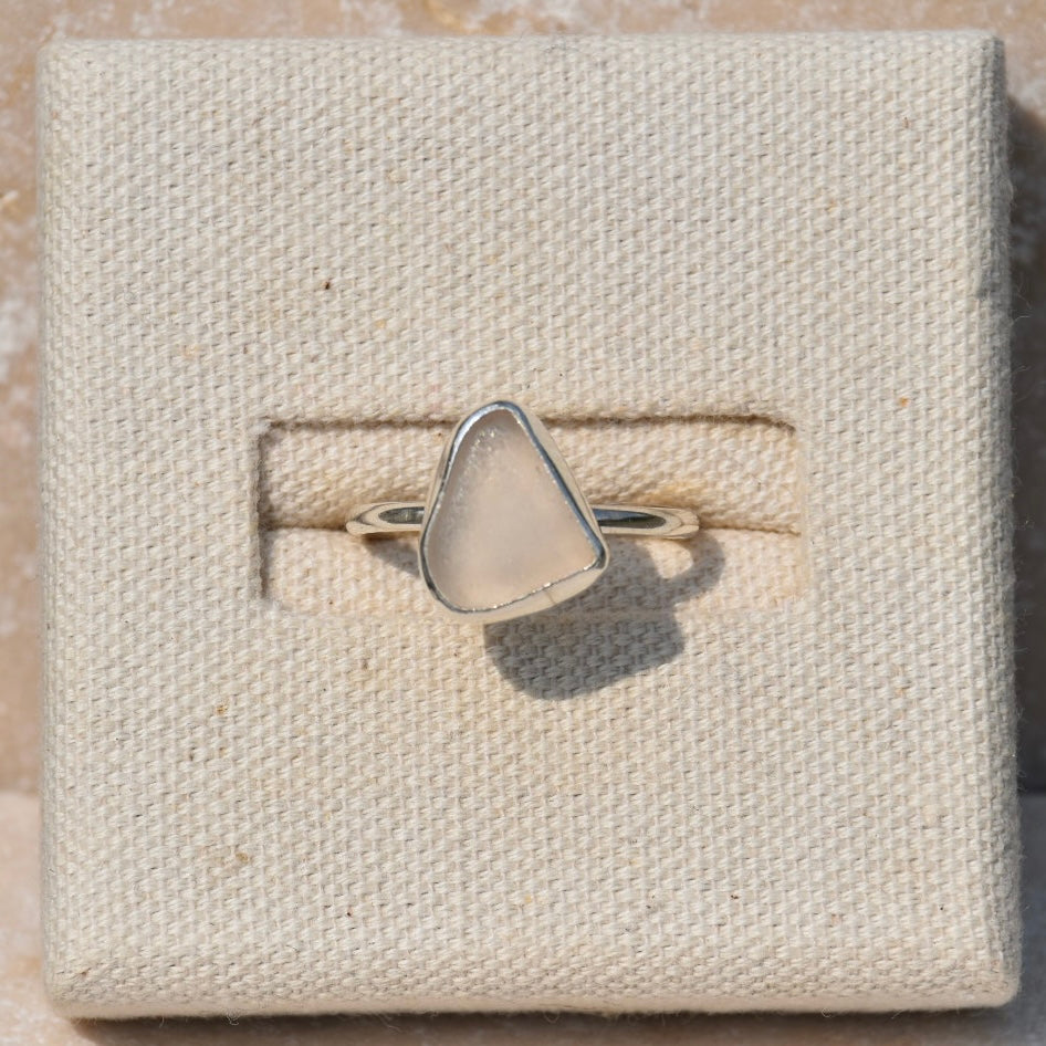White Sea Glass Ring | Size Q