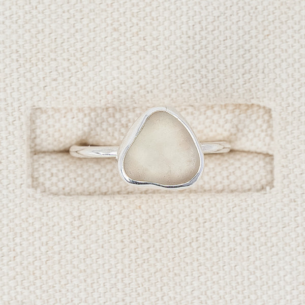 White Sea Glass Ring | Size S