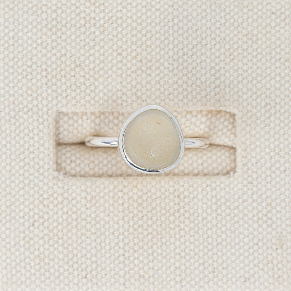 White Sea Glass Ring | Size S