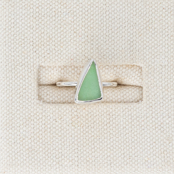 Soft Sage Green Sea Glass Ring | Size M