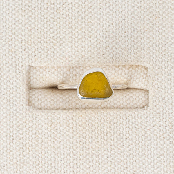 Yellow Sea Glass Ring | Size M