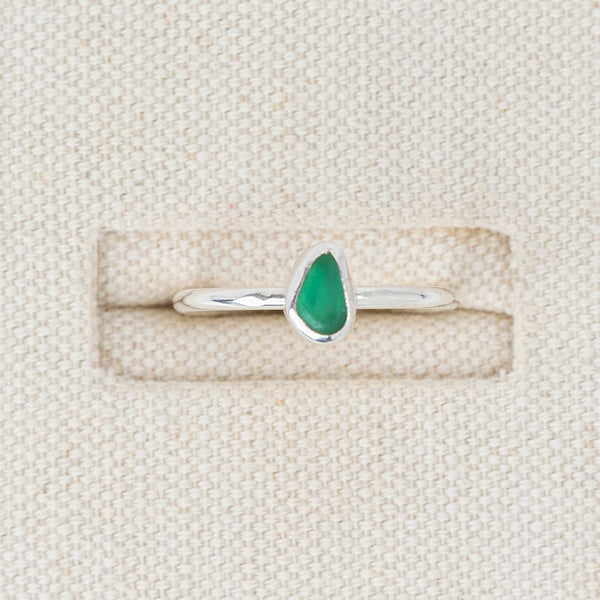 Aqua Blue Sea Glass Ring | Size T