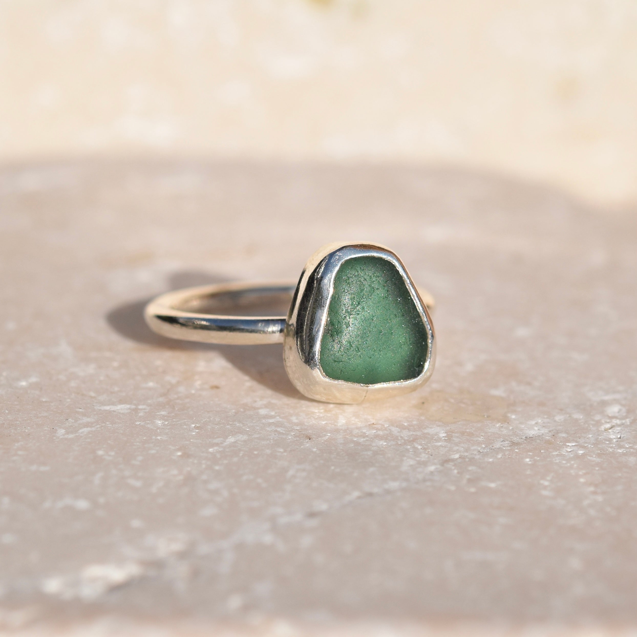 Aqua Sea Glass Ring | Size M