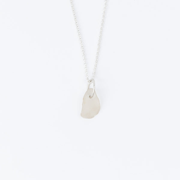 White Drilled Sea Glass Necklace