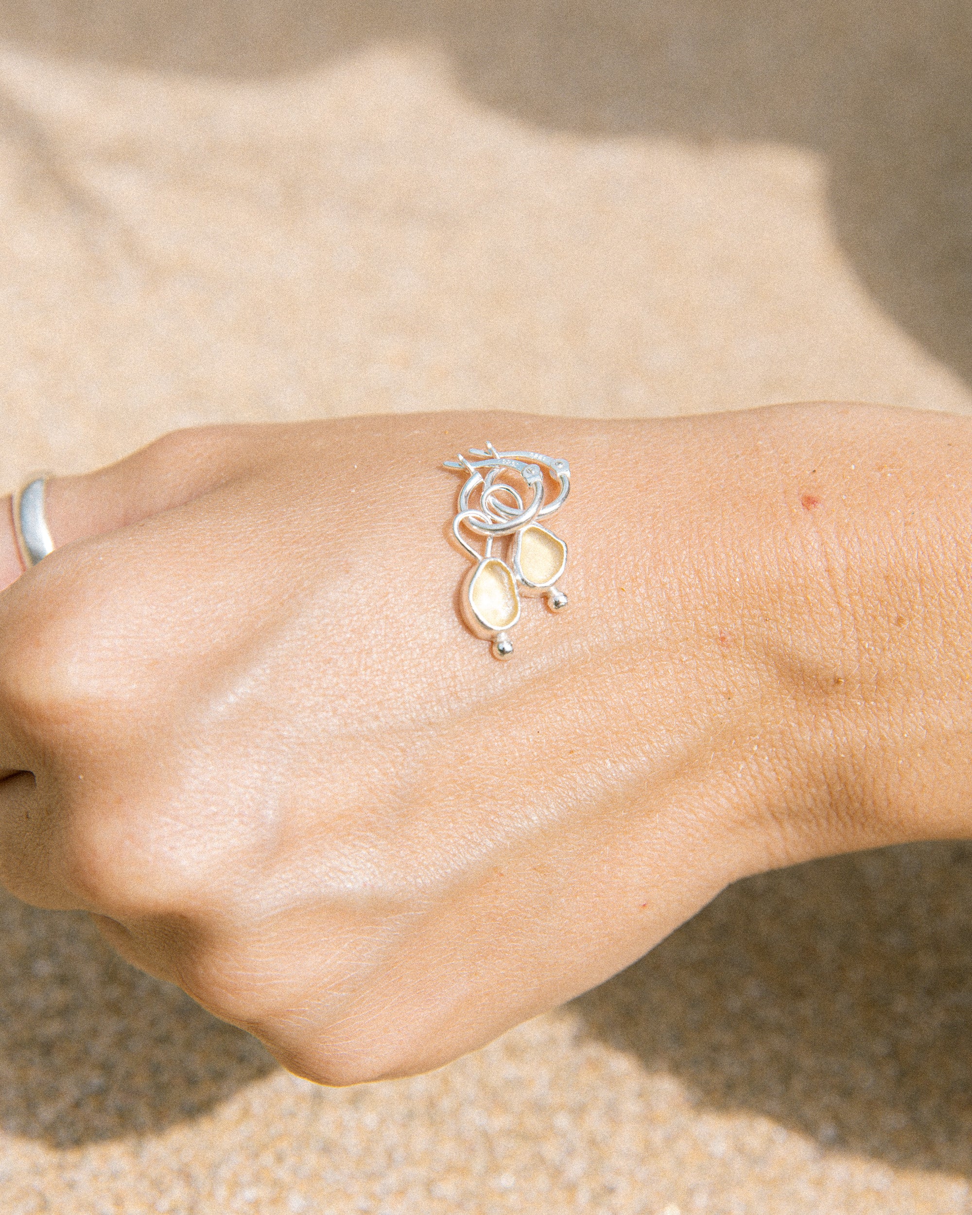 Honey Comb Huggies | Rare Yellow Sea Glass