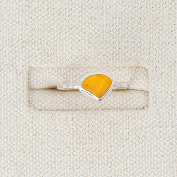 Rare Bright Yellow Sea Glass Ring | Size O