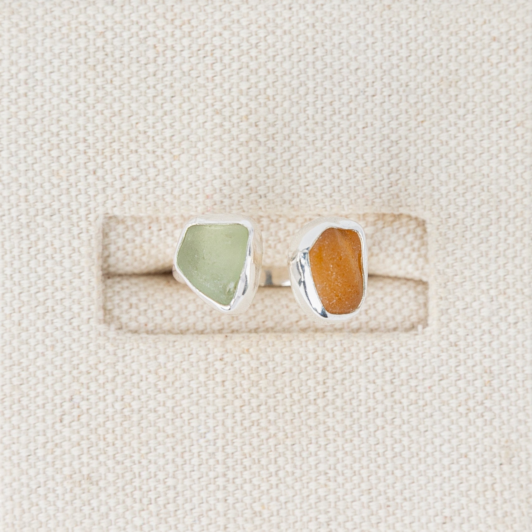 Double Sea Glass Adjustable Ring
