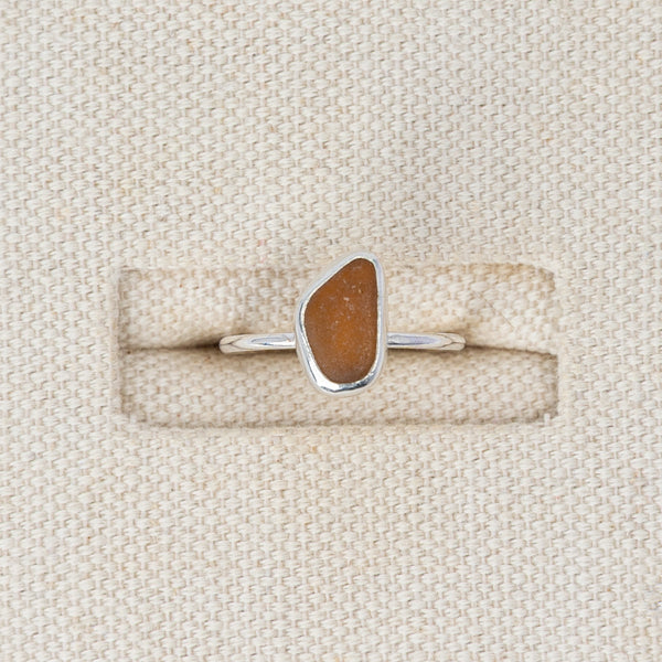 Amber Sea Glass Ring | Size L