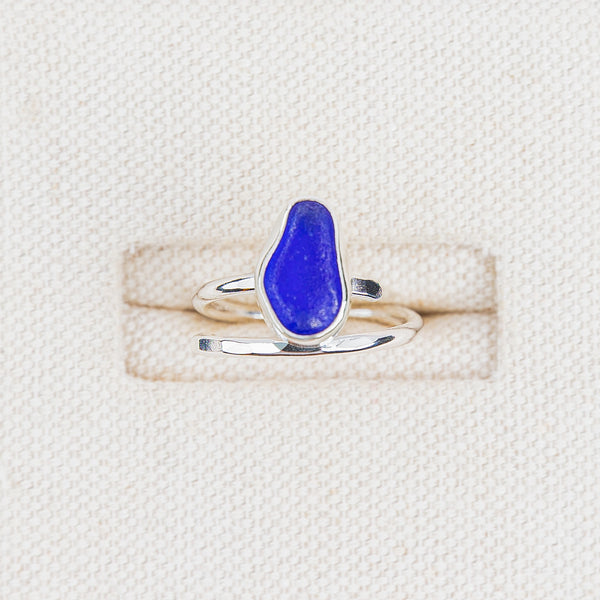 Cobalt Blue Adjustable Sea Glass Ring