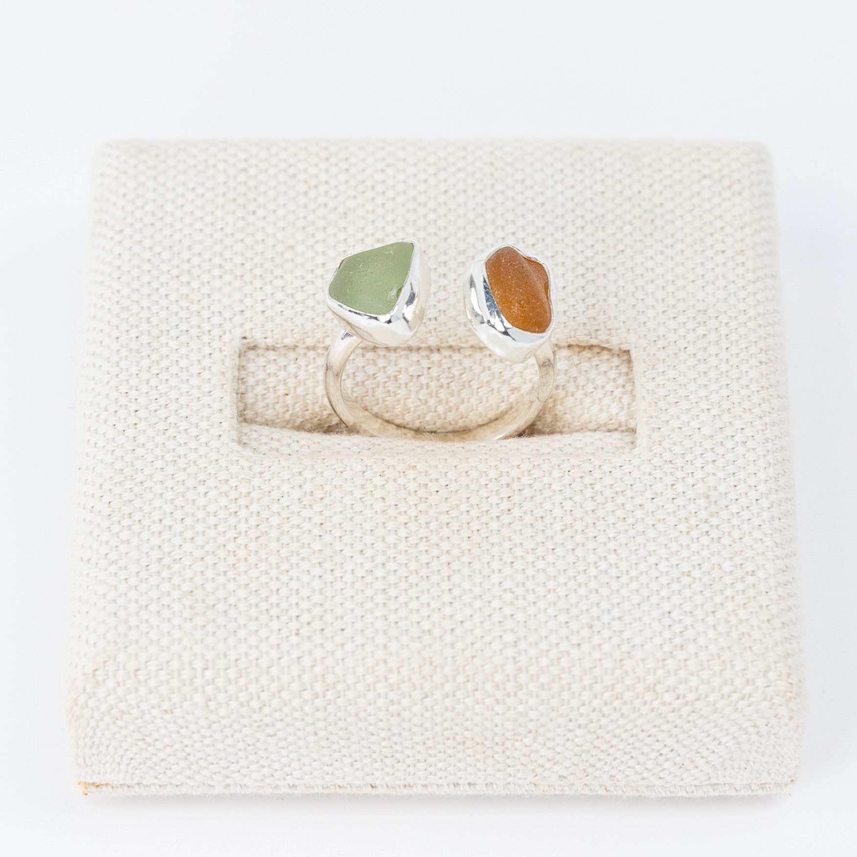 Double Sea Glass Adjustable Ring