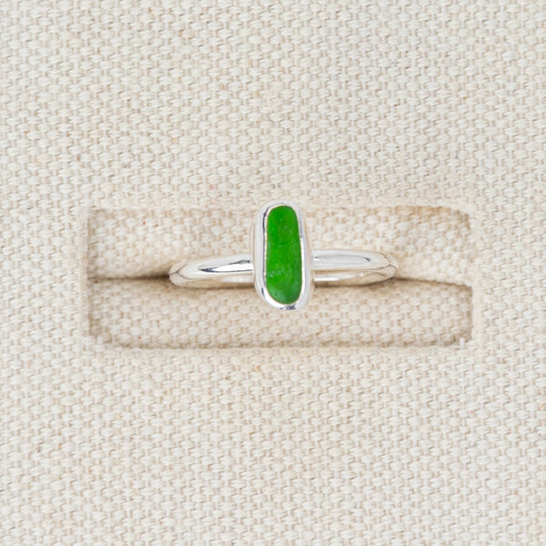 Emerald Green Sea Glass Ring | Size k