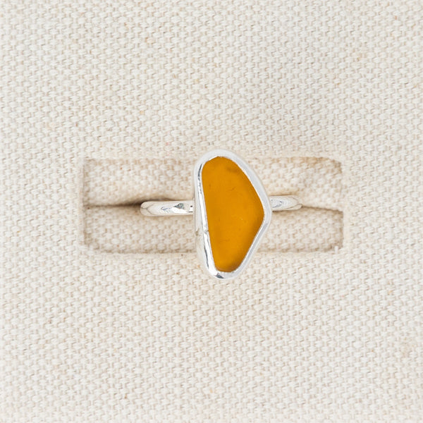 Honey Yellow Sea Glass Ring | Size N