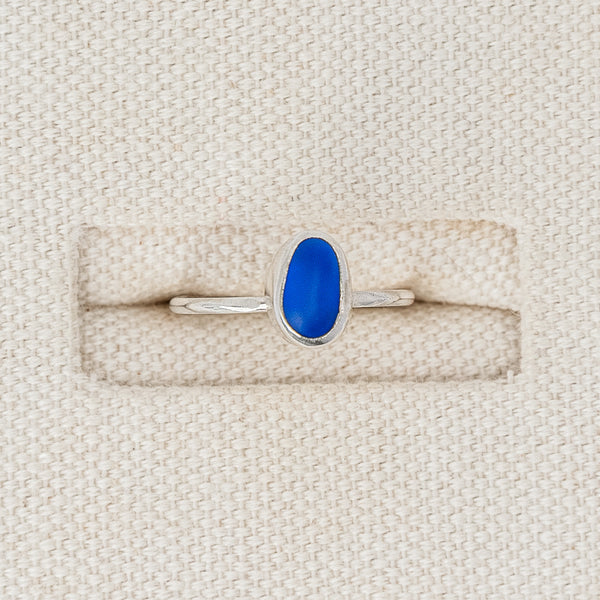 Cobalt Blue Sea Glass Ring | Size L