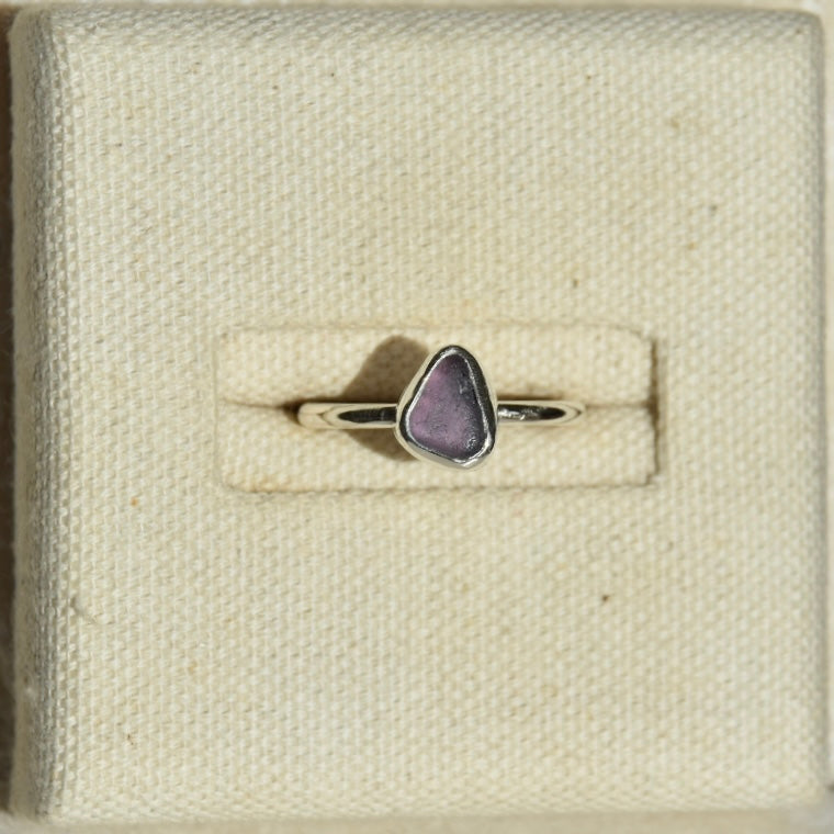 Rare Purple Sea Glass Ring | Size P
