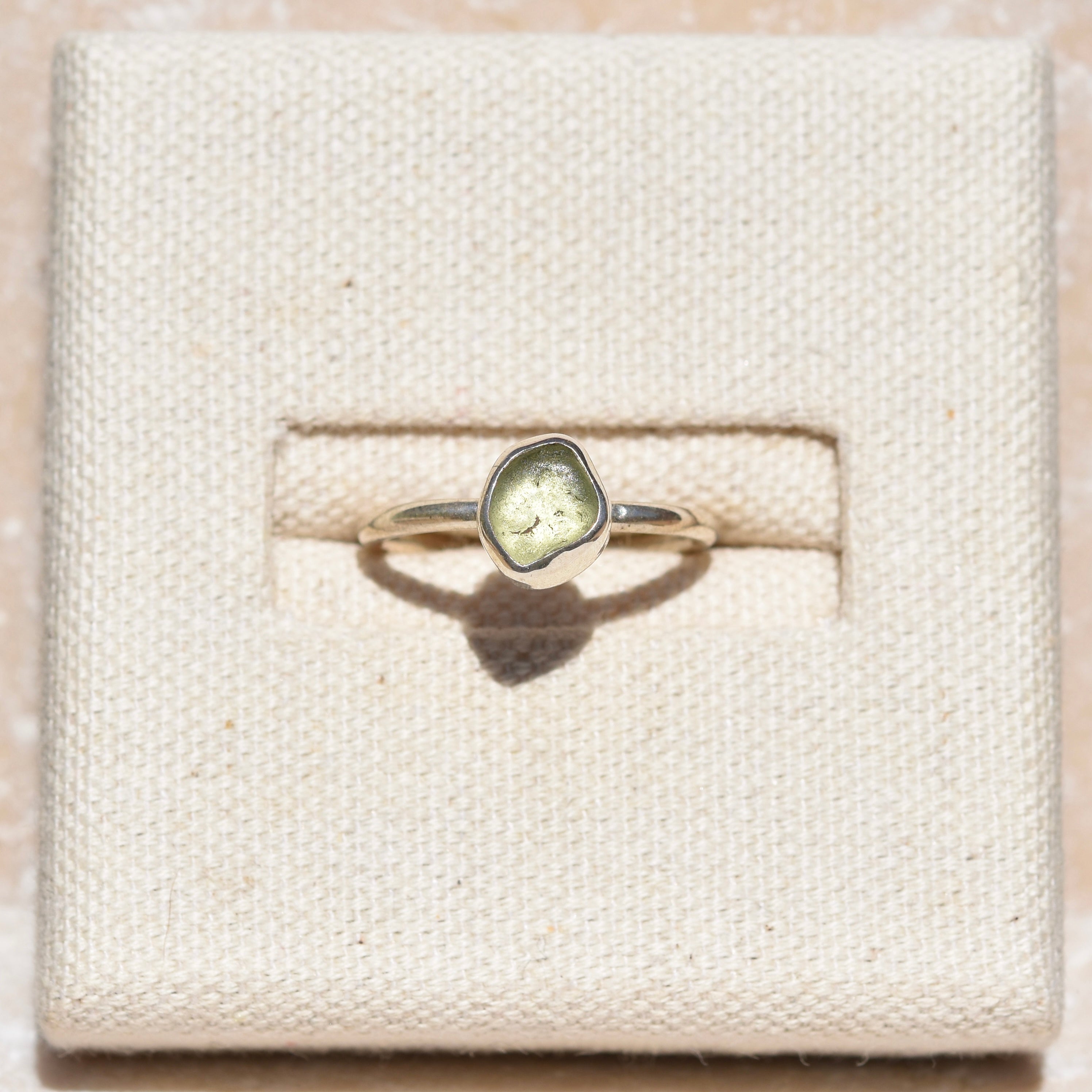 Light Sage Green Sea Glass Ring | Size O