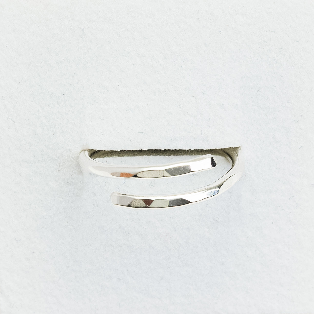 Back of a sea glass ring, showing the adjustable feature